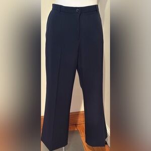 STUDIO WORKS Navy Blue Straight Wide Leg. Short Length Dress Pants Sz 12